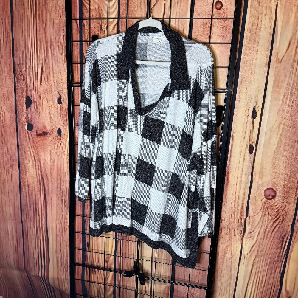Maurices - Chic Black and White Checkered Top - Black, White - 1x